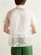 BODE - Ivy Camp-Collar Embroidered Silk-Organza Shirt - White