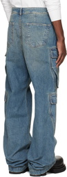 Rick Owens DRKSHDW Blue Temple Double Denim Cargo Pants