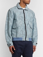 Stone Island - Logo-Appliquéd Webbing-Trimmed Camo-TC Jacquard Jacket - Blue