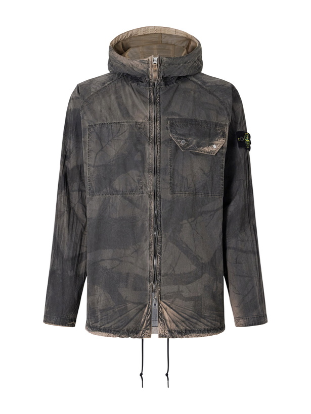 Photo: Stone Island - Garment-Dyed Printed Hooded Recycled Crinkle Reps-TC Overshirt - Green