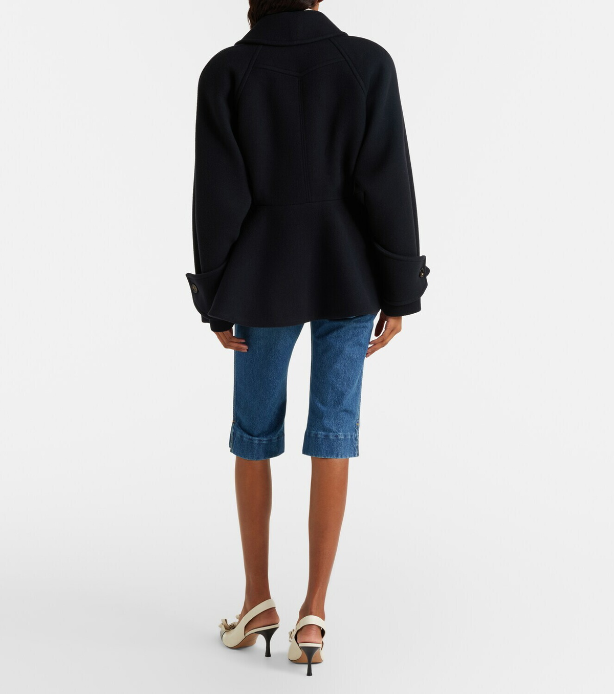 Chloé Leather-trimmed capri jeans
