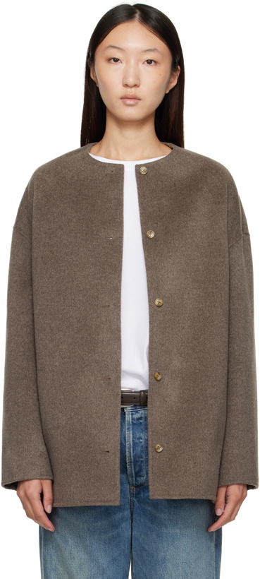 Photo: Loulou de Saison Taupe Dunne Wool Drap Short Coat