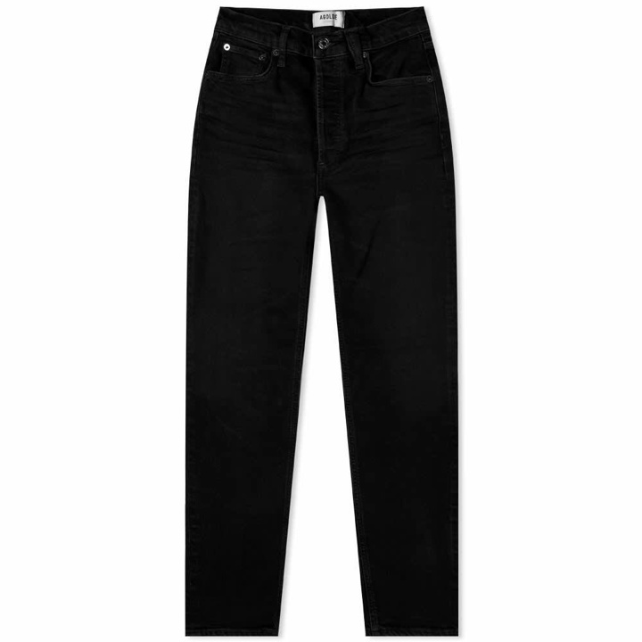 Photo: Agolde Women's Riley Long Slim Straight Leg Jeans in Washed Black