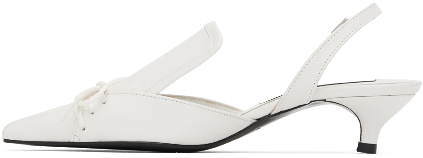 Pushbutton White Lace-Up Heels