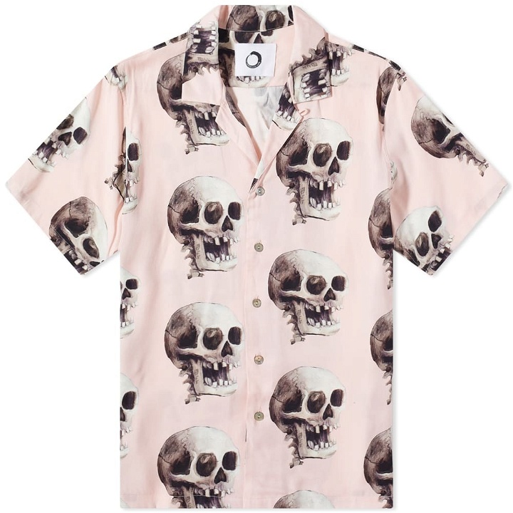 Photo: Endless Joy Men's Skulls Print Vacation Shirt in Pink