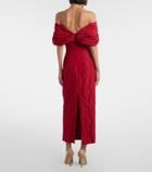 Magda Butrym Off-shoulder draped cotton-blend midi dress