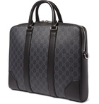 Gucci - Leather-Trimmed Monogrammed Coated-Canvas Briefcase - Black