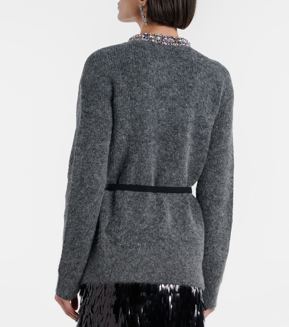Self-Portrait Belted embellished cardigan