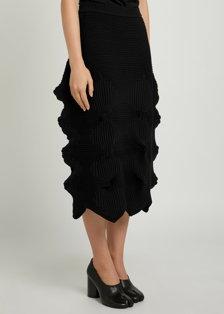 Issey Miyake Sculpted Knit Midi Dress Black