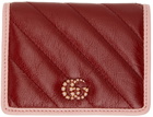 Gucci Red & Pink GG Marmont Bifold Card Holder