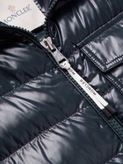 Moncler - Ragot Logo-Appliquéd Quilted Glossed-Shell Hooded Down Gilet - Blue