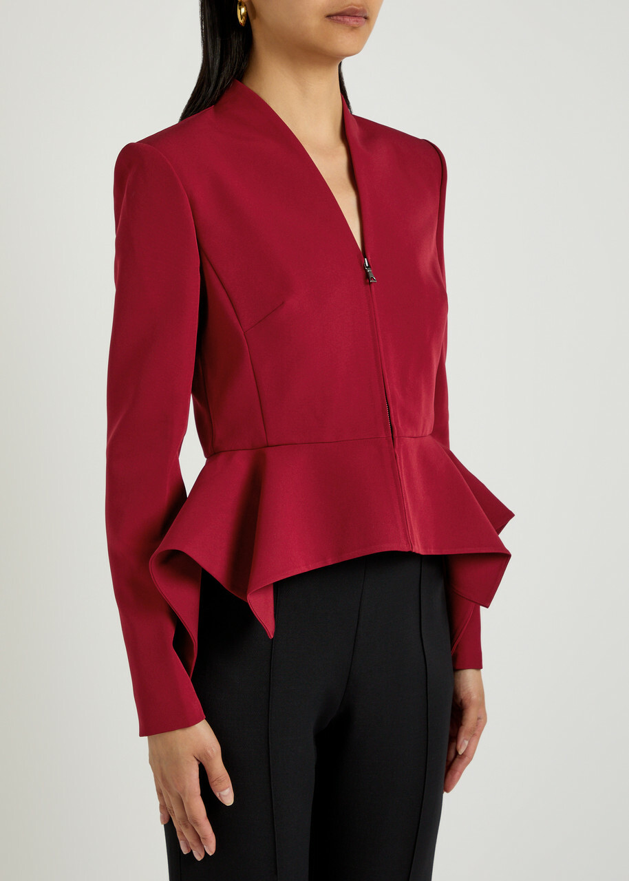 Roland Mouret Panelled Crepe Jacket Dark Red