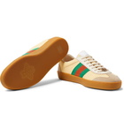 Gucci - Webbing-Trimmed Leather and Suede Sneakers - Men - Yellow