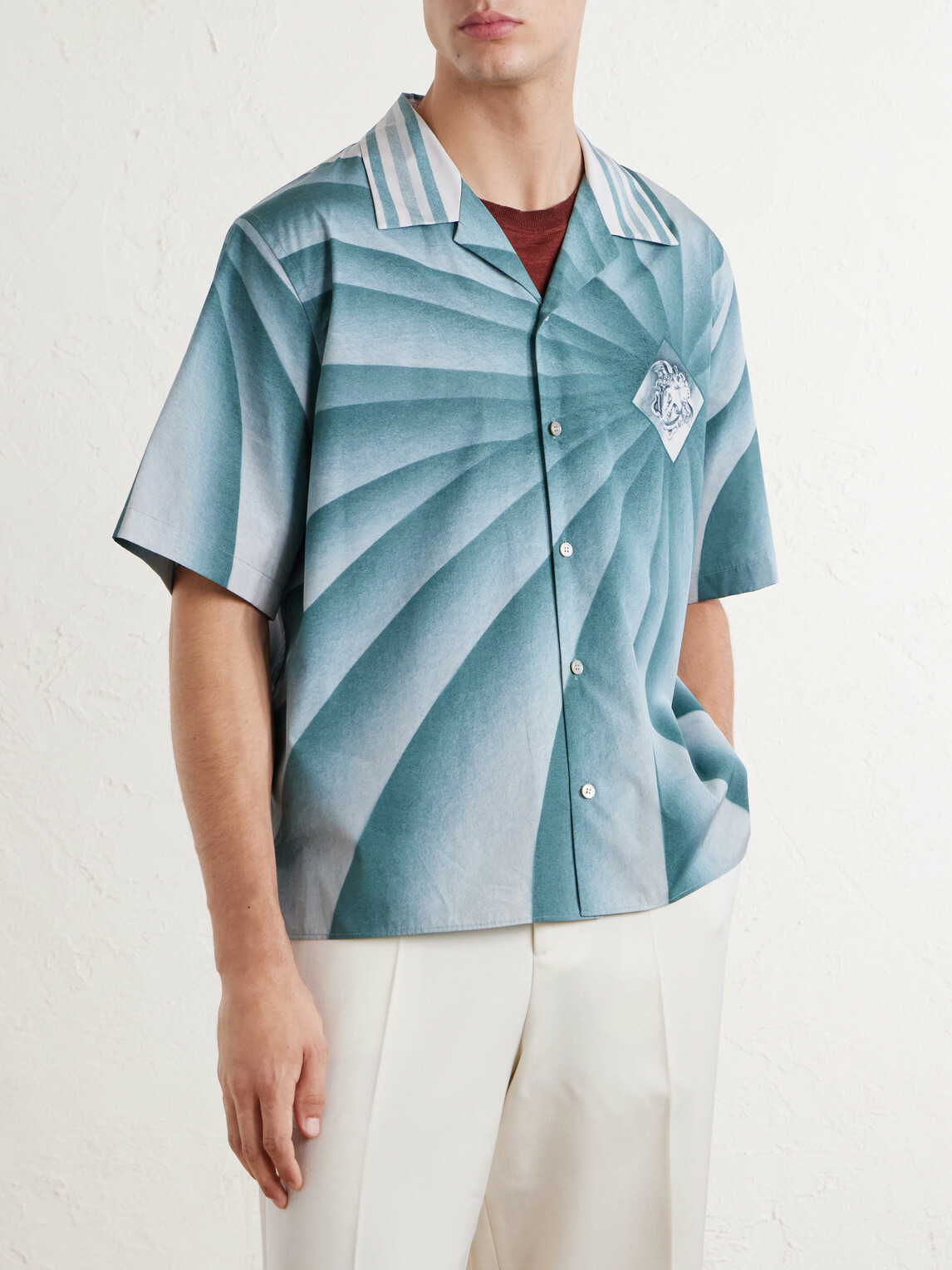 Versace - Camp-Collar Cotton-Poplin Shirt - Blue