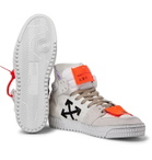 Off-White - Off-Court Distressed Suede, Leather and Canvas High-Top Sneakers - White
