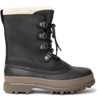 Sorel - Caribou Stack Faux Shearling-Trimmed Waterproof Leather and Rubber Snow Boots - Black