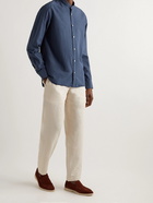 Boglioli - Grandad-Collar Cotton-Seersucker Shirt - Blue