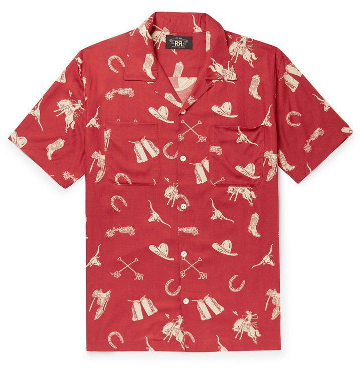 Photo: RRL - Camp-Collar Printed Woven Shirt - Red