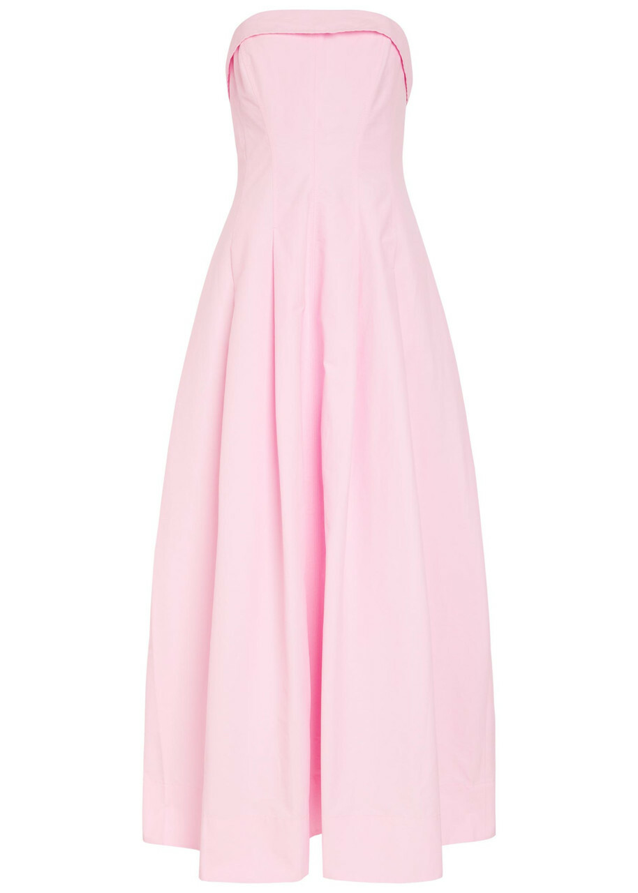 Simkhai Avril Strapless Cotton-blend Maxi Dress Pink