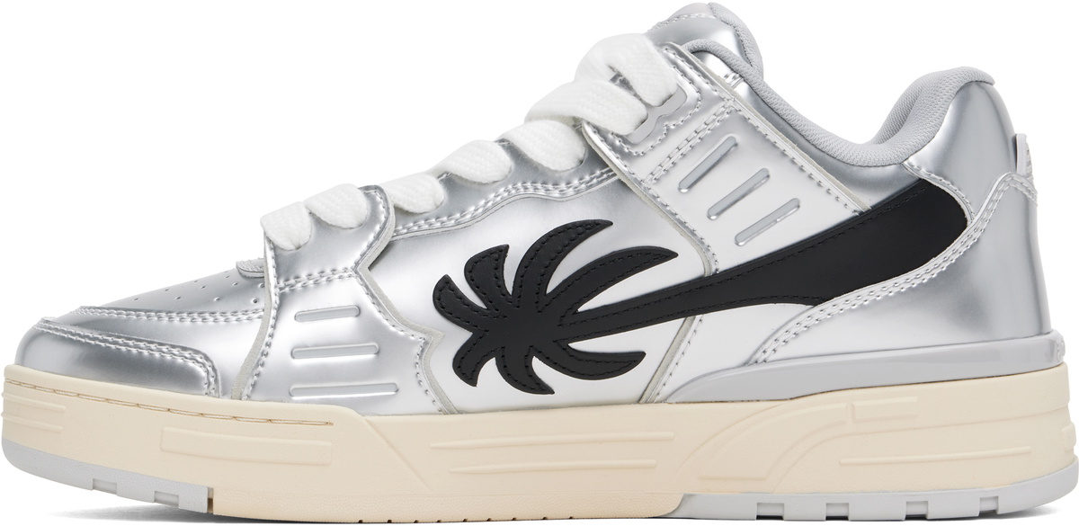 Palm Angels Silver Venice Mirror Leather Sneakers Palm Angels