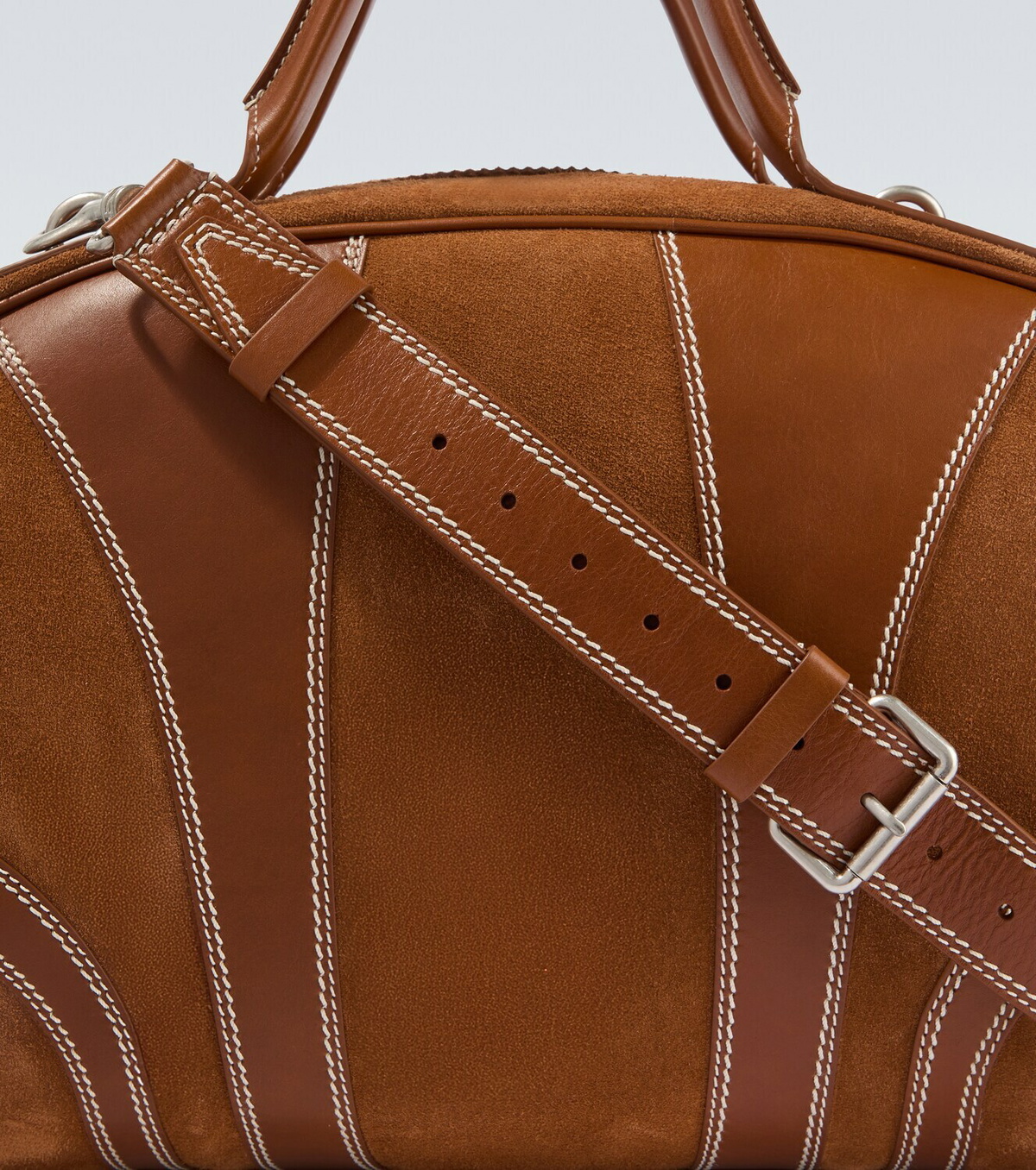 Dries Van Noten Leather-trimmed suede duffel bag