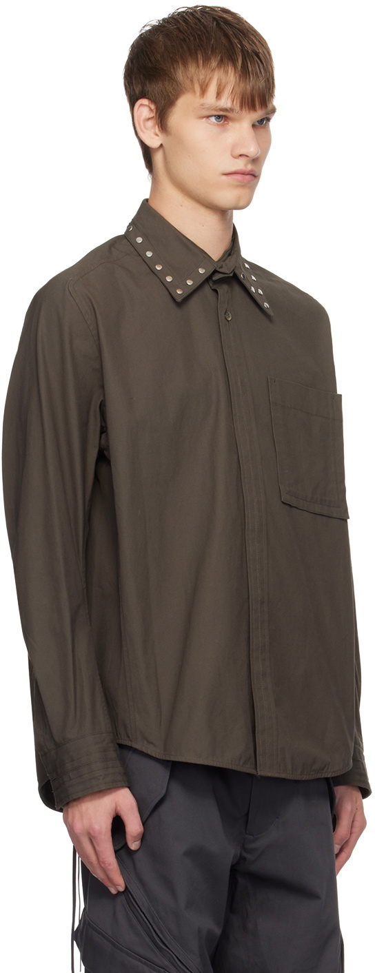 NVRFRGT Brown Detachable Collar Shirt