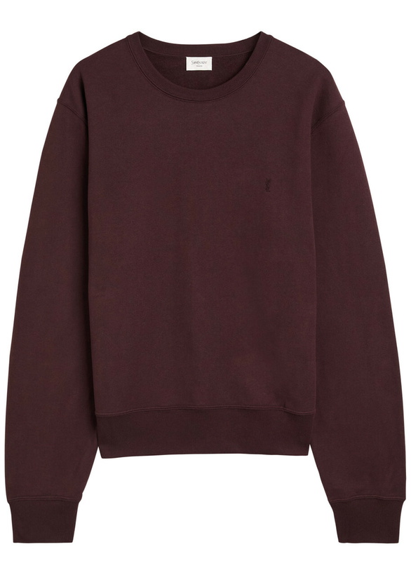 Photo: Saint Laurent Logo-embroidered Cotton Sweatshirt Brown