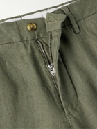 NN07 - Theo 1454 Tapered Linen Trousers - Green