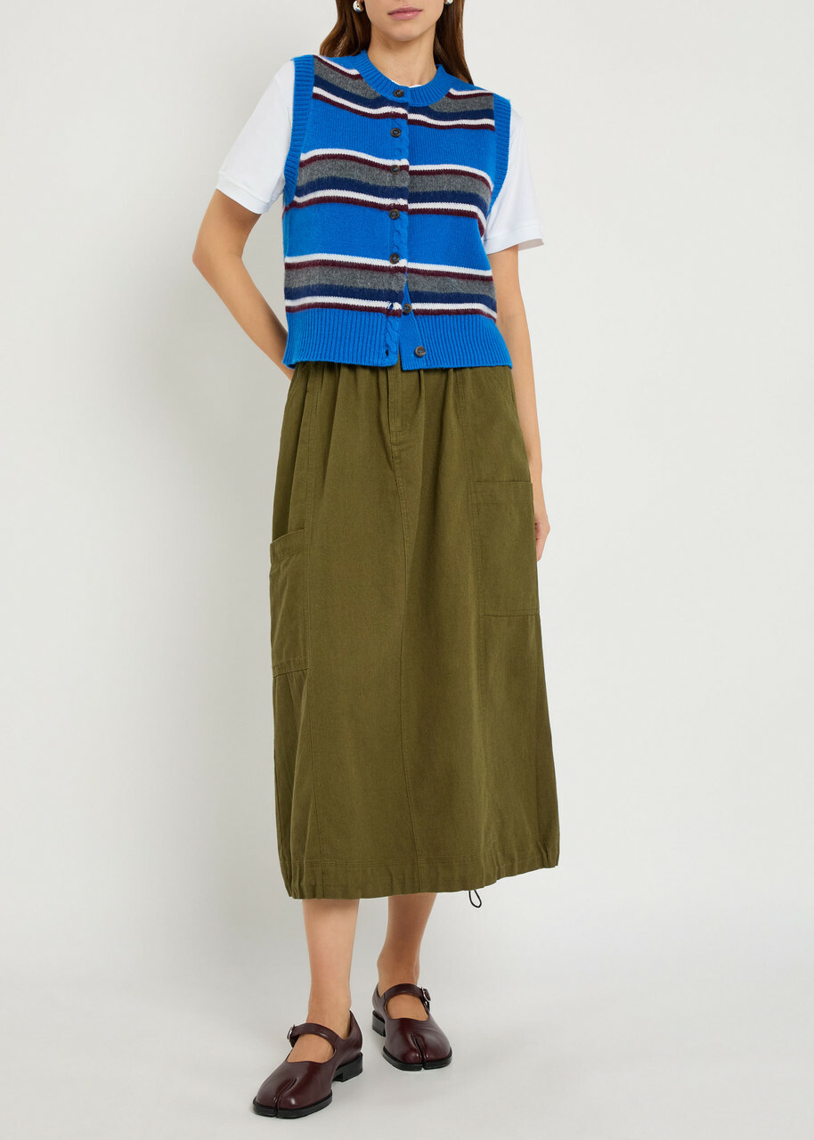 Damson Madder Sofie Striped Wool Vest Blue