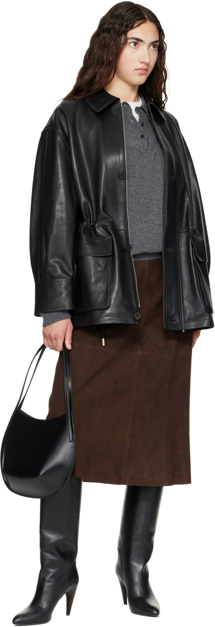 Arma Black Maeve Leather Field Jacket