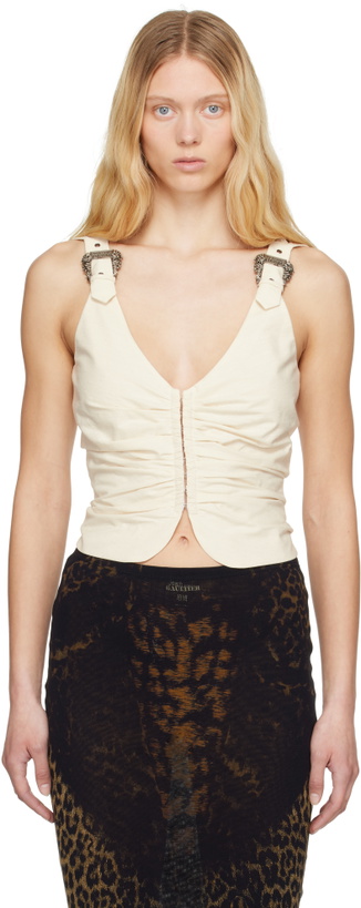 Photo: Versace Jeans Couture Beige Baroque Buckle Ruched Vest