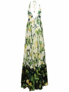 ROBERTO CAVALLI Printed Silk Chiffon Self-tie Maxi Dress