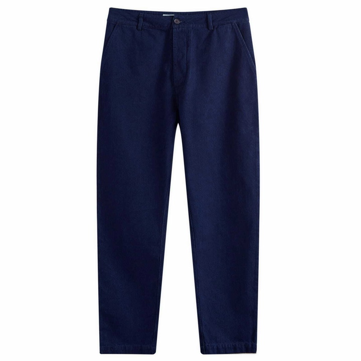 Photo: Universal Works Men's Denim Military Chinos in Indigo