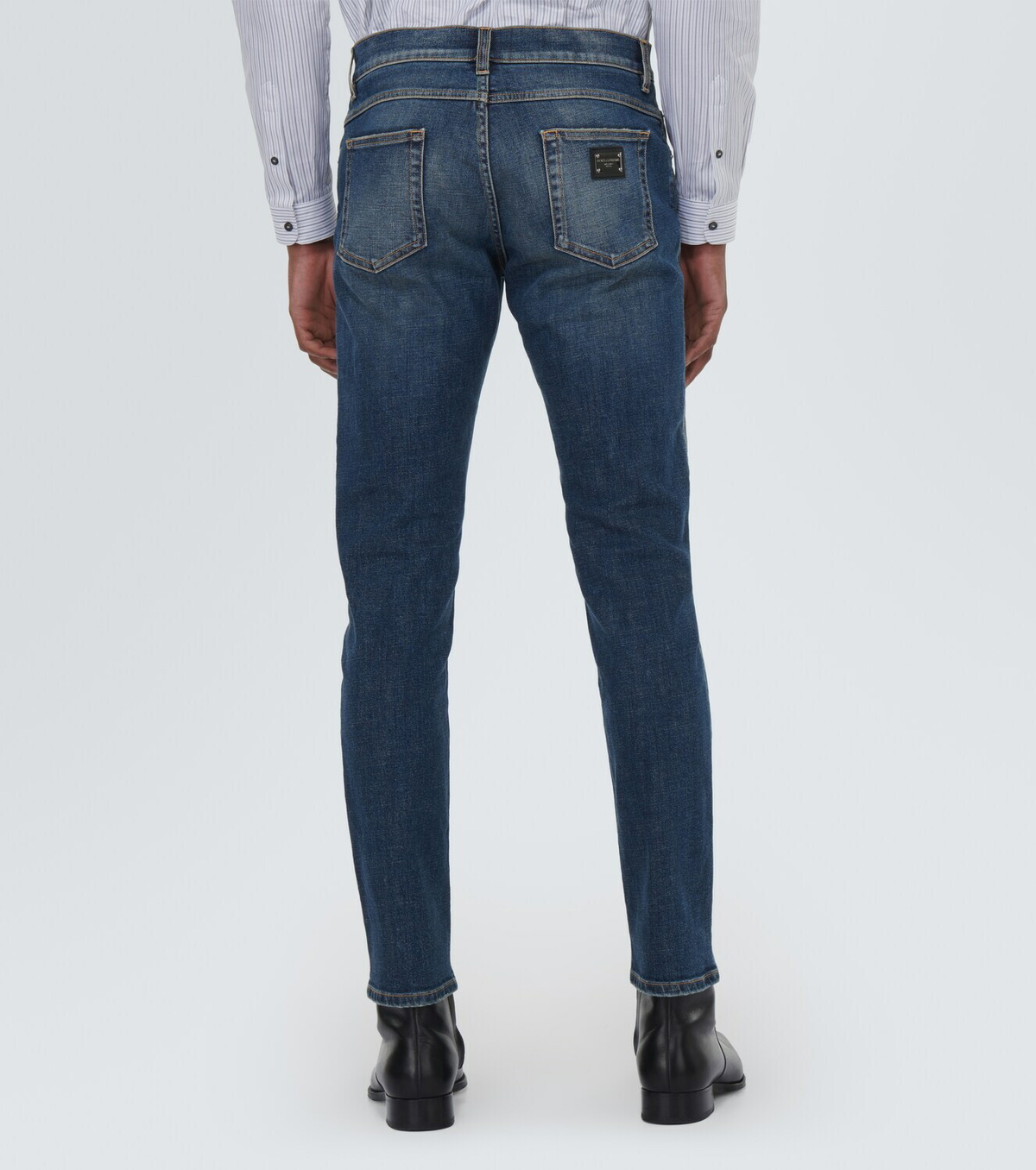 Dolce & Gabbana Blue Cotton Straight Fit Casual Denim Jeans