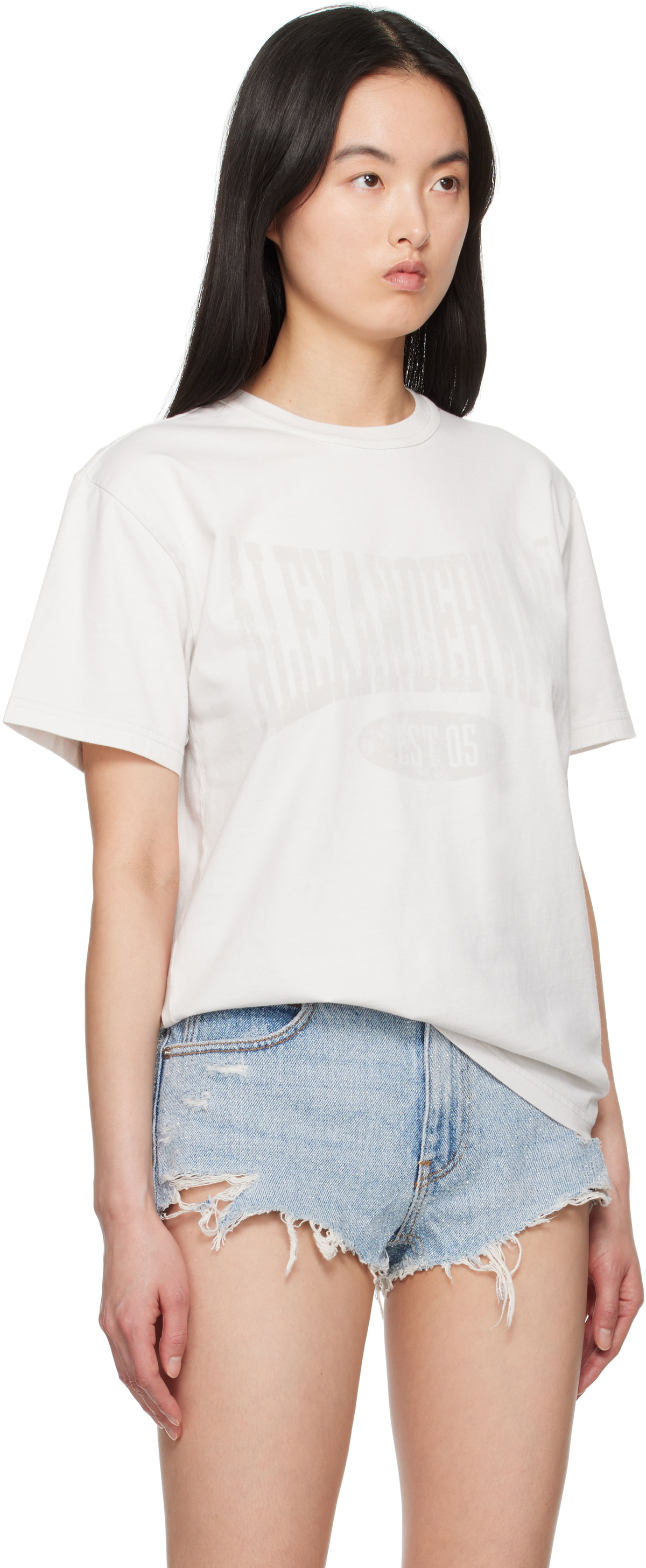 alexanderwang.t Off-White Distressed Logo T-shirt