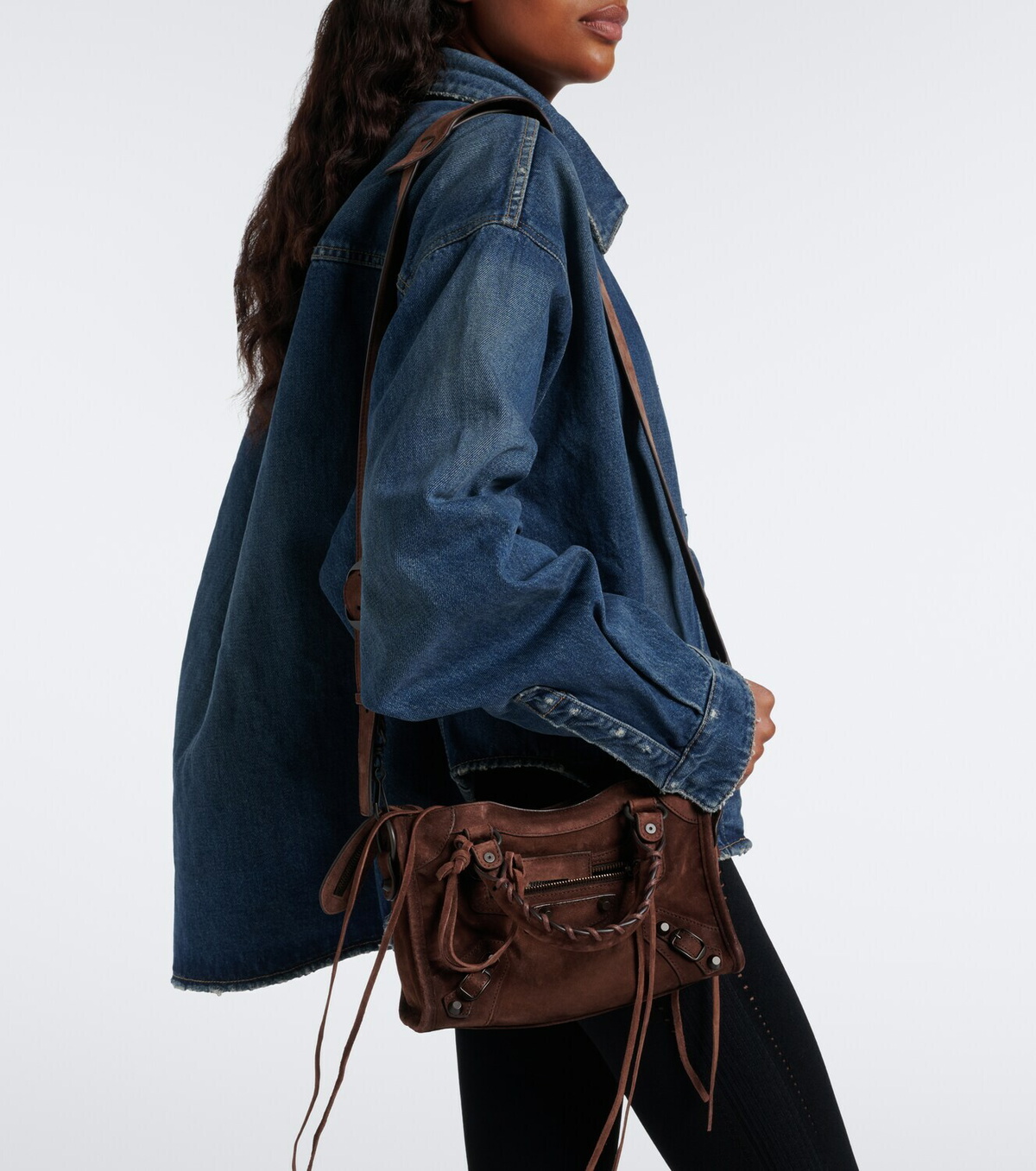 Balenciaga Le City Mini suede top-handle bag