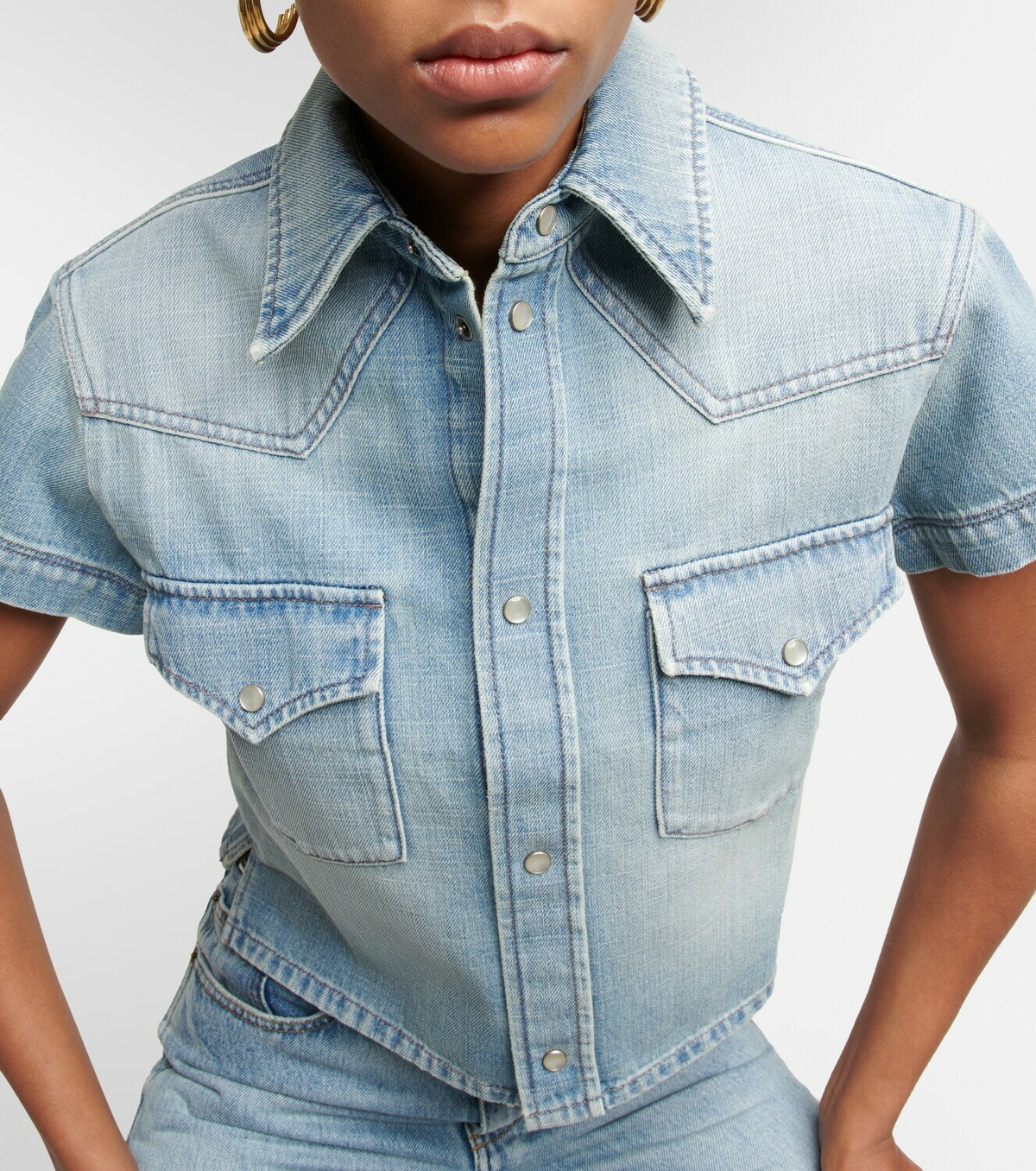 Saint Laurent - Cropped denim shirt Saint Laurent Saint Laurent - Cropped denim shirt Saint Laurent