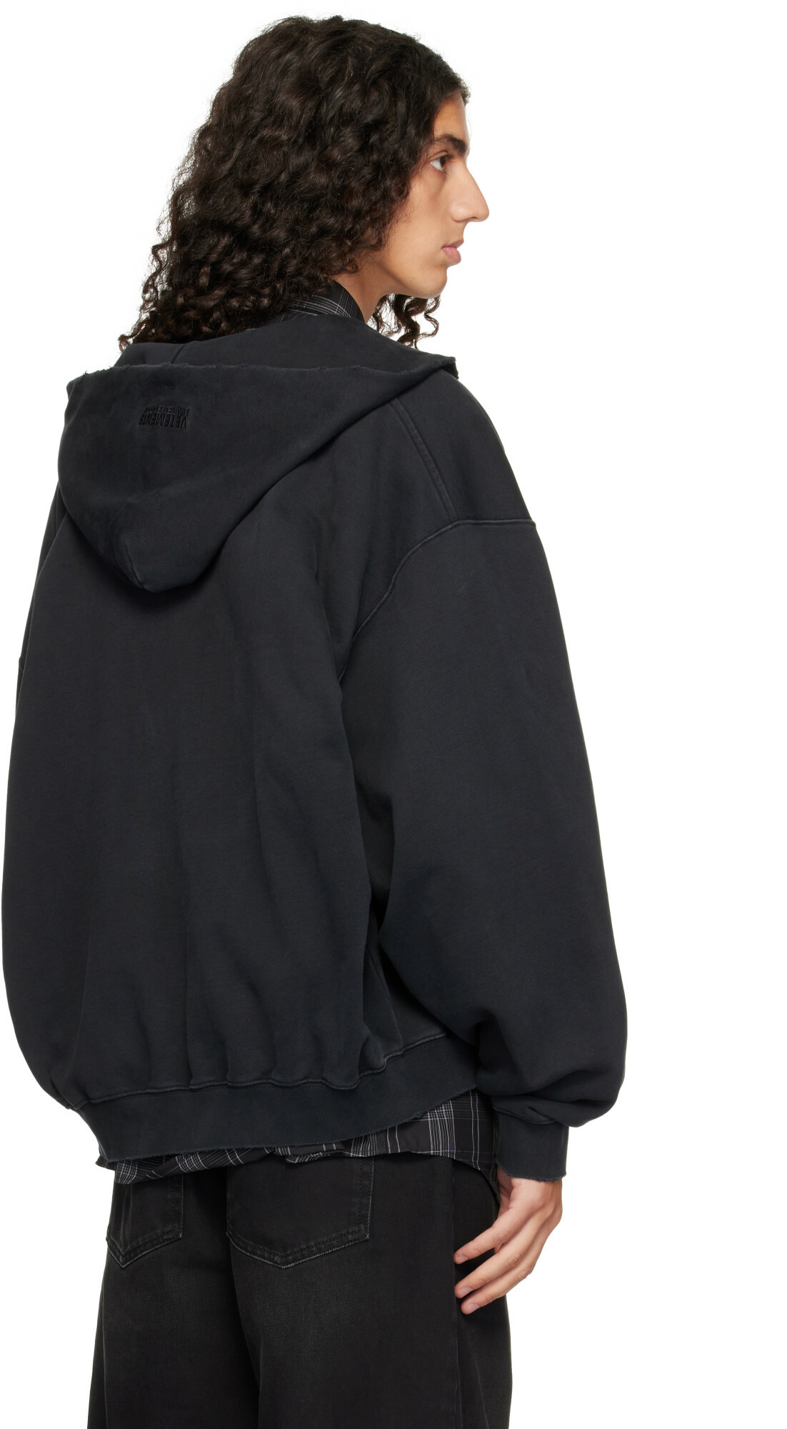 VETEMENTS Black Scribbled Logo Zip-Up Hoodie