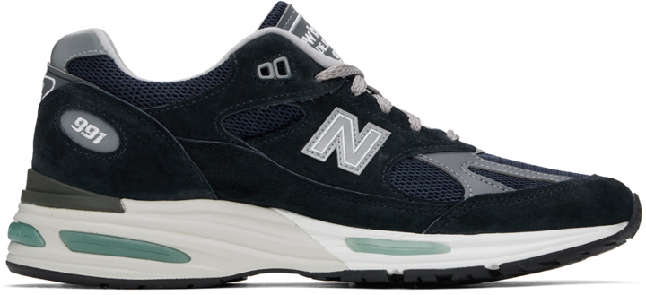 Photo: New Balance Navy & Black Made In UK 991v1 Sneakers