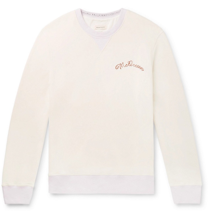 Photo: Alexander McQueen - Logo-Embroidered Loopback Cotton-Jersey Sweatshirt - White