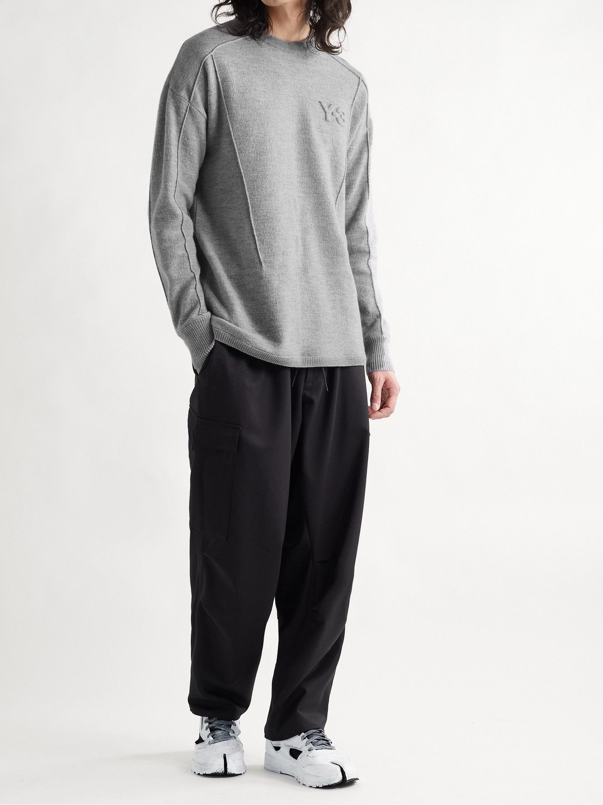 Y-3 - Logo-Embossed Wool Sweater - Gray Y-3