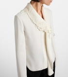 Oscar de la Renta Lace-trimmed silk-blend georgette blouse