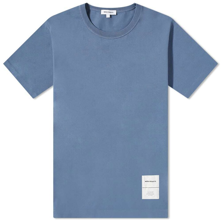 Photo: Norse Projects Men's Holger Tab Series T-Shirt in Scoria Blue