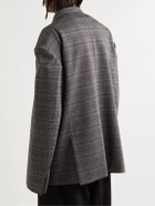 Balenciaga - Oversized Double-Breasted Checked Woven Blazer - Gray