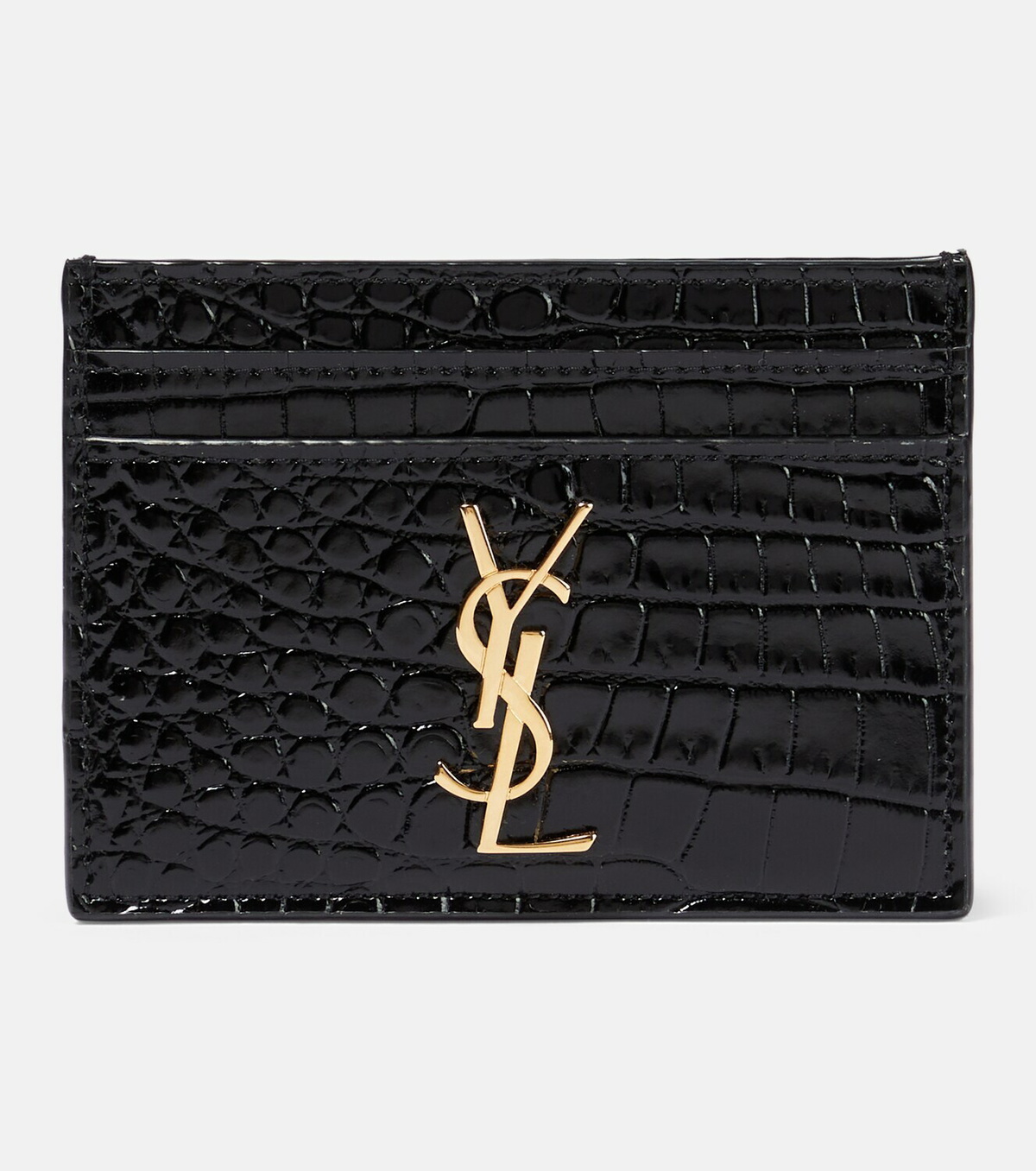 Saint Laurent - Cassandre croc-effect leather card holder