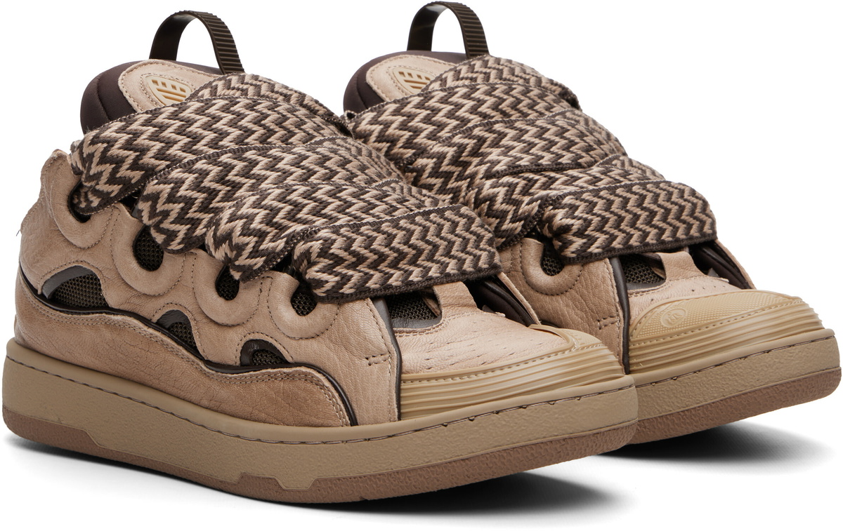 Lanvin Beige Curb Dino-Effect Leather Sneakers