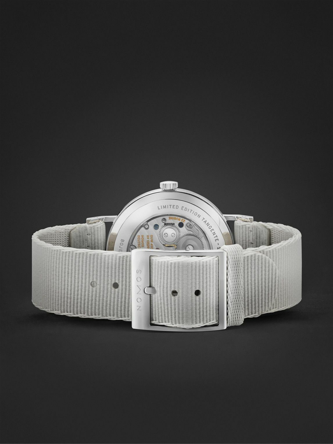 NOMOS Glashütte - Tangente 38 Date Boje Limited Edition Hand-Wound 37.5mm Stainless Steel and Webbing Watch, Ref. No. 179.S17