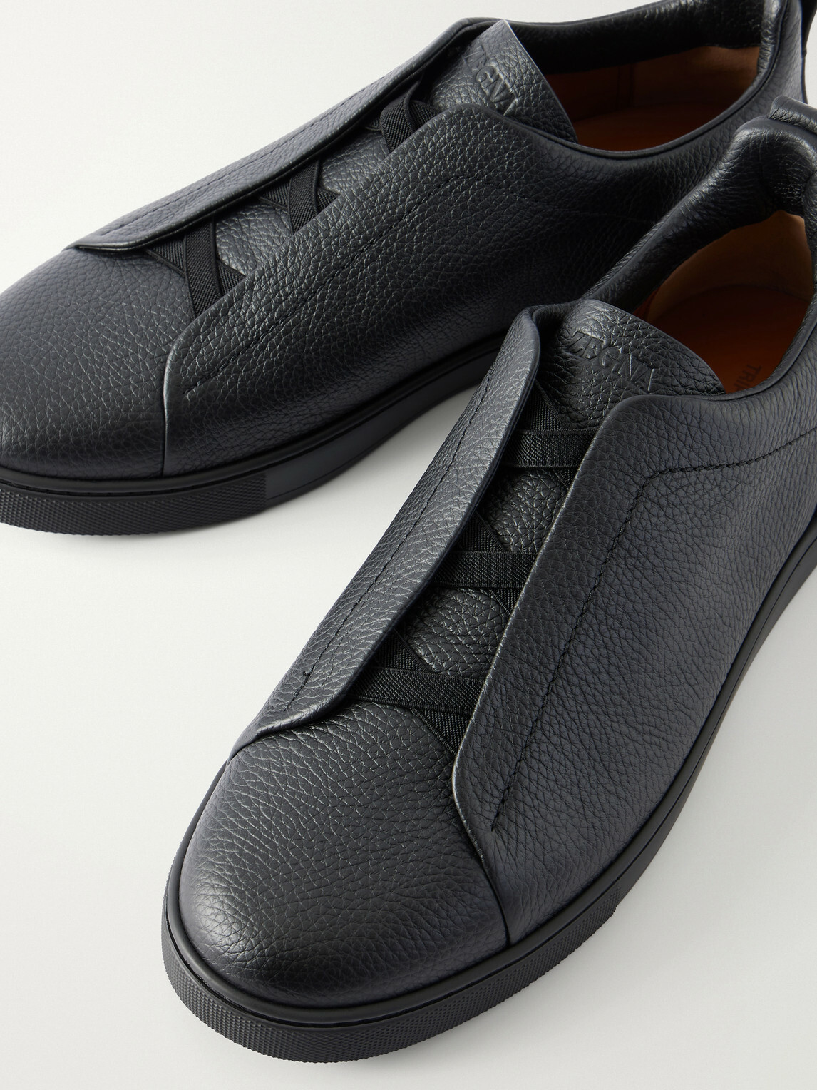 Zegna - Full-Grain Leather Sneakers - Black
