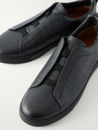 Zegna - Full-Grain Leather Sneakers - Black