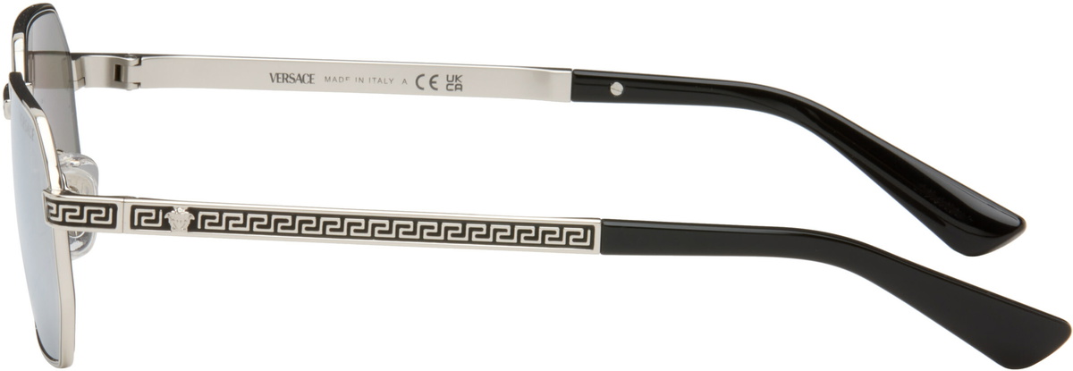 Versace Silver Greca Flow Sunglasses